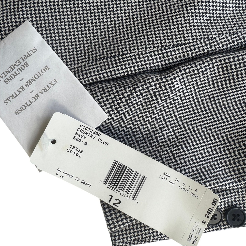 Lauren Ralph Lauren Navy Houndstooth Double Breasted Blazer Women 12 NWT VTG 90s - Picture 5 of 14